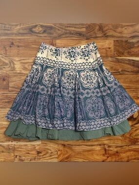 DKNY Teal & Cream Boho Circle Skirt
